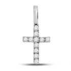 14kt White Gold Diamond Cross Pendant: A Radiant Symbol of Elegance and Grace - Top View