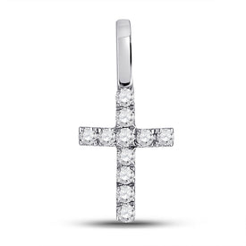 14kt White Gold Diamond Cross Pendant: A Radiant Symbol of Elegance and Grace - Top View