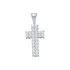 Radiant Glow Diamond Cross Pendant | 14kt White Gold Womens Round Diamond Simple Cross Religious Pendant 1/4 Cttw | Splendid Jewellery  Top View from Splendid Jewellery