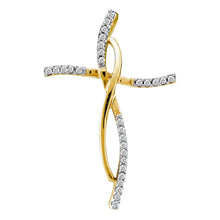 Load image into Gallery viewer, Radiant Cross of Elegance: 14kt Yellow Gold Womens Diamond Cross Pendant  Top View from Splendid Jewellery