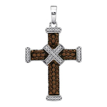 Load image into Gallery viewer, Splendid Jewellery Sterling Silver Brown Diamond Cross Pendant  Top View from Splendid Jewellery