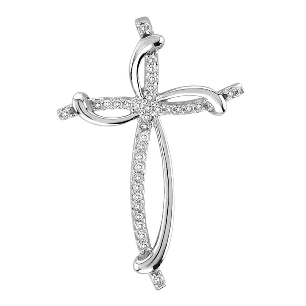 Diamond Cross Pendant | Sterling Silver Womens Round Diamond Cross Pendant 1/10 Cttw | Splendid Jewellery GND