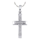 Radiant Diamond Cross Pendant | Sterling Silver Womens Round Diamond Cross Pendant 1/20 Cttw | Splendid Jewellery  Top View from Splendid Jewellery