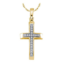 Load image into Gallery viewer, Radiant Elegance: Yellow-tone Sterling Silver Diamond Cross Pendant  Top View from Splendid Jewellery