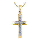 Radiant Elegance: Yellow-tone Sterling Silver Diamond Cross Pendant  Top View from Splendid Jewellery