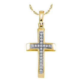 Radiant Elegance: Yellow-tone Sterling Silver Diamond Cross Pendant  Top View from Splendid Jewellery