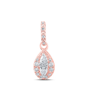 Diamond Fashion Pendant | 10kt Rose Gold Womens Pear Diamond Fashion Pendant 1/6 Cttw | Splendid Jewellery GND