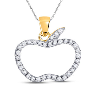Diamond Fashion Pendant | 10kt Rose Gold Womens Round Diamond Apple Outline Fashion Pendant 1/5 Cttw | Splendid Jewellery GND