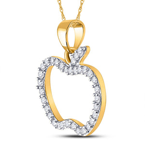 Diamond Fashion Pendant | 10kt Rose Gold Womens Round Diamond Apple Outline Fashion Pendant 1/5 Cttw | Splendid Jewellery GND