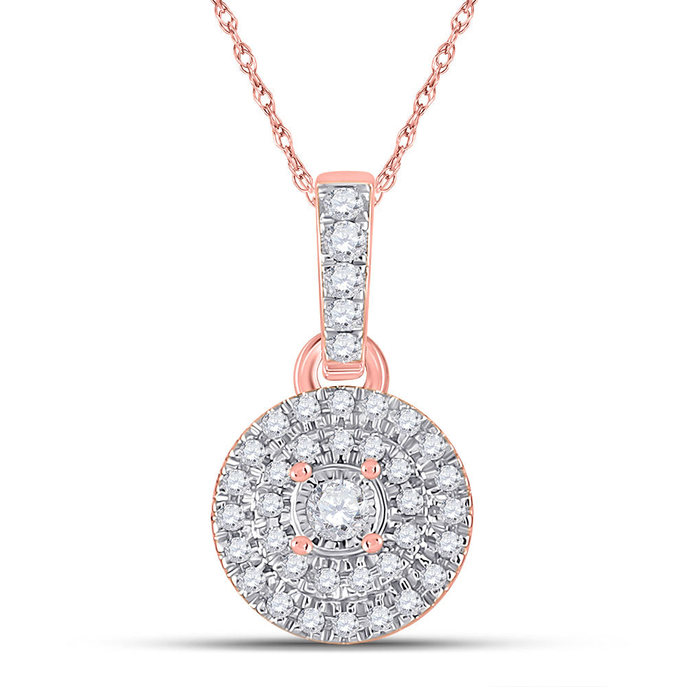 Diamond Fashion Pendant | 10kt Rose Gold Womens Round Diamond Circle Pendant 1/6 Cttw | Splendid Jewellery GND