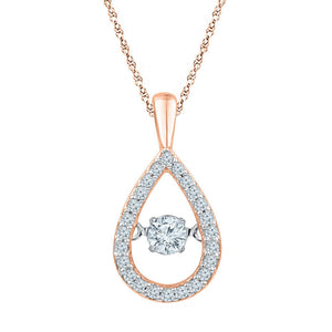 Diamond Fashion Pendant | 10kt Rose Gold Womens Round Diamond Moving Twinkle Teardrop Pendant 1/4 Cttw | Splendid Jewellery GND