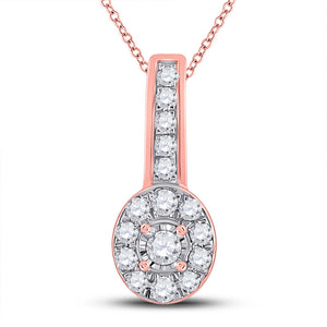 Diamond Fashion Pendant | 10kt Rose Gold Womens Round Diamond Oval Pendant 1/4 Cttw | Splendid Jewellery GND