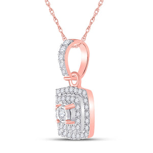 Diamond Fashion Pendant | 10kt Rose Gold Womens Round Diamond Square Pendant 1/4 Cttw | Splendid Jewellery GND
