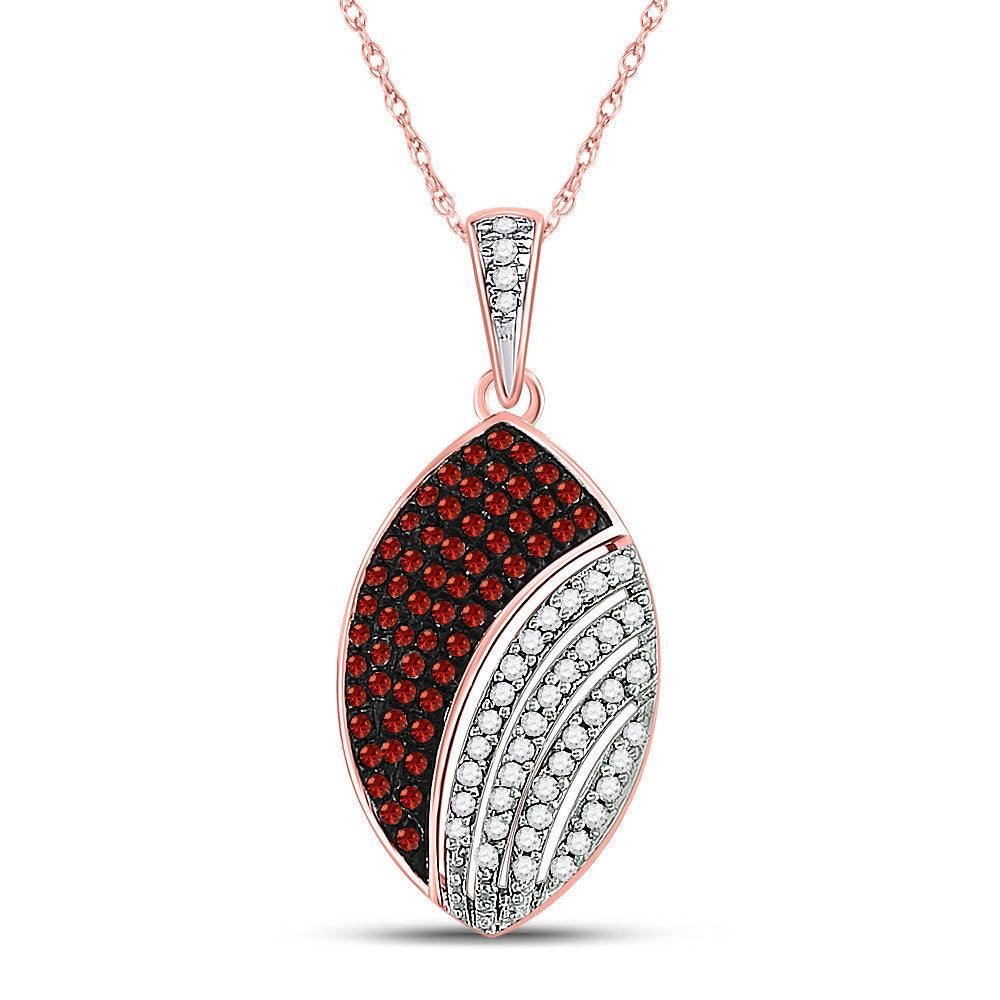 Diamond Fashion Pendant | 10kt Rose Gold Womens Round Red Color Enhanced Diamond Oval Pendant 1/3 Cttw | Splendid Jewellery GND