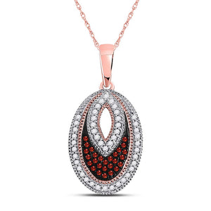 Diamond Fashion Pendant | 10kt Rose Gold Womens Round Red Color Enhanced Diamond Oval Pendant 1/5 Cttw | Splendid Jewellery GND