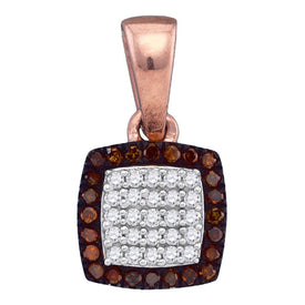 Fiery Romance Red Diamond Square Cluster Pendant in 10kt Rose Gold  Top View from Splendid Jewellery