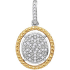 Enchanting Diamond Delight Pendant | 10kt Two-tone Gold Womens Diamond Oval Cluster Yellow-tone Rope Frame Pendant 1/12 Cttw | Splendid Jewellery  Top View from Splendid Jewellery
