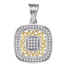 Load image into Gallery viewer, Radiant Diamond Square Pendant in Two-Tone Gold - A Captivating Masterpiece by Splendid Jewellery  Top View from Splendid Jewellery