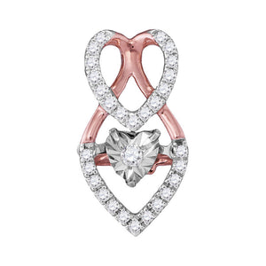 Diamond Fashion Pendant | 10kt White Gold Womens Moving Round Diamond Heart Pendant 1/6 Cttw | Splendid Jewellery GND