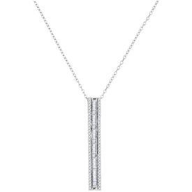 10kt White Gold Diamond Vertical Bar Pendant - A Mesmerizing Sparkle  Top View from Splendid Jewellery