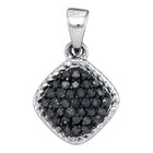 10kt White Gold Womens Round Black Diamond Cluster Pendant - Radiant Night Sky  Top View from Splendid Jewellery
