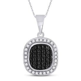 Black Diamond Cluster Pendant | 10kt White Gold Womens Round Enhanced Diamond Pendant 1/4 Cttw | Splendid Jewellery  Top View from Splendid Jewellery