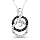 Captivating Noir Elegance: 10kt White Gold Double Circle Pendant with Black Diamonds  Top View from Splendid Jewellery