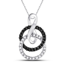 Captivating Noir Elegance: 10kt White Gold Double Circle Pendant with Black Diamonds  Top View from Splendid Jewellery