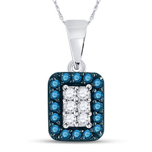 Load image into Gallery viewer, Captivating Blue Diamond Cluster Pendant - 1/5 Cttw, 10kt White Gold  Top View from Splendid Jewellery