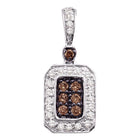 Splendid Jewellery 10kt White Gold Womens Round Brown Diamond Rectangle Cluster Pendant Top view from the 10Kt White Gold Womens Round Brown Diamond Rectangle Cluster Pendant 1 4 Cttwpin30982 collection by Splendid Jewellery