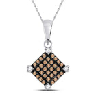 Captivating Square Brown Diamond Fashion Pendant in 10kt White Gold  Top View from Splendid Jewellery