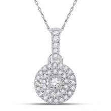 Load image into Gallery viewer, Splendid Jewellery 10kt White Gold Womens Round Diamond Circle Pendant Top view from the 10Kt White Gold Womens Round Diamond Circle Pendant 1 6 Cttwpin288273 collection by Splendid Jewellery