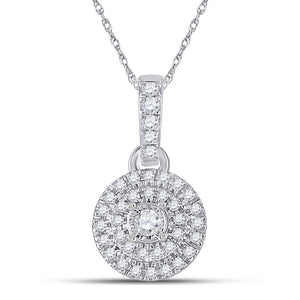 Diamond Fashion Pendant | 10kt White Gold Womens Round Diamond Circle Pendant 1/6 Cttw | Splendid Jewellery GND