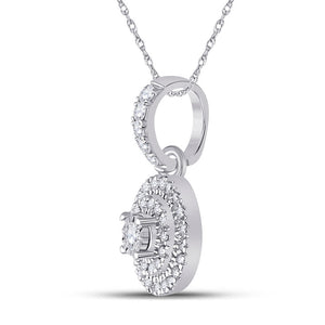 Diamond Fashion Pendant | 10kt White Gold Womens Round Diamond Circle Pendant 1/6 Cttw | Splendid Jewellery GND