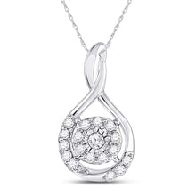 Load image into Gallery viewer, Radiant Love Diamond Cluster Pendant Top view from the 10Kt White Gold Womens Round Diamond Cluster Pendant 1 10 Cttwpin221990 collection by Splendid Jewellery