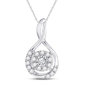 Radiant Love Diamond Cluster Pendant Top view from the 10Kt White Gold Womens Round Diamond Cluster Pendant 1 10 Cttwpin221990 collection by Splendid Jewellery