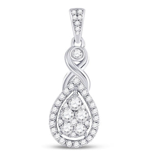 Diamond Fashion Pendant | 10kt White Gold Womens Round Diamond Cluster Pendant 1/2 Cttw | Splendid Jewellery GND