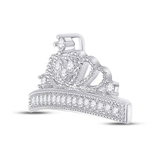 Load image into Gallery viewer, Regal Radiance: 10kt White Gold Diamond Crown Pendant Side view from the 10Kt White Gold Womens Round Diamond Crown Fashion Pendant 1 6 Cttwpin284966 collection by Splendid Jewellery