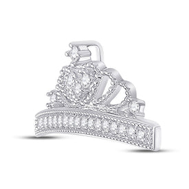 Regal Radiance: 10kt White Gold Diamond Crown Pendant Side view from the 10Kt White Gold Womens Round Diamond Crown Fashion Pendant 1 6 Cttwpin284966 collection by Splendid Jewellery