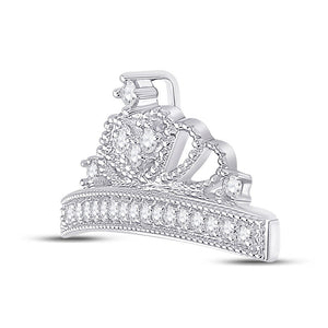 Diamond Fashion Pendant | 10kt White Gold Womens Round Diamond Crown Fashion Pendant 1/6 Cttw | Splendid Jewellery GND