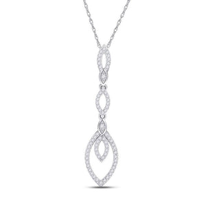 Diamond Fashion Pendant | 10kt White Gold Womens Round Diamond Dangle Fashion Pendant 1/5 Cttw | Splendid Jewellery GND