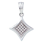 Dazzling Diamond Delight Pendant | 10kt White Gold Womens Round Diamond Diagonal Kite Square Cluster Pendant 1/20 Cttw  Top View from Splendid Jewellery