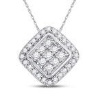 Captivating Brilliance: 10kt White Gold Womens Round Diamond Diagonal Square Frame Pendant Top view from the 10Kt White Gold Womens Round Diamond Diagonal Square Frame Cluster Pendant 1 4 Cttwpin68996 collection by Splendid Jewellery