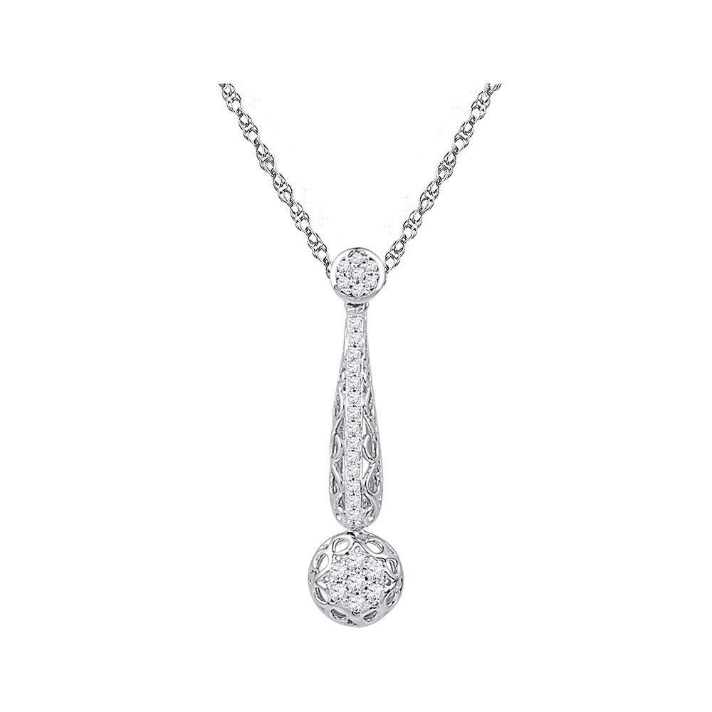 Diamond Fashion Pendant | 10kt White Gold Womens Round Diamond Drop Cluster Pendant 1/3 Cttw | Splendid Jewellery GND