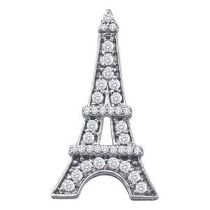 Diamond Fashion Pendant | 10kt White Gold Womens Round Diamond Eiffel Tower Fashion Pendant 1/3 Cttw | Splendid Jewellery GND