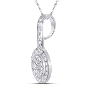 Diamond Fashion Pendant | 10kt White Gold Womens Round Diamond Fashion Pendant 1/3 Cttw | Splendid Jewellery GND