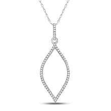 Load image into Gallery viewer, Enchanting Brilliance: 10kt White Gold Diamond Pendant Top view from the 10Kt White Gold Womens Round Diamond Oblong Oval Dangle Earrings 1 5 Cttwpin203361 collection by Splendid Jewellery