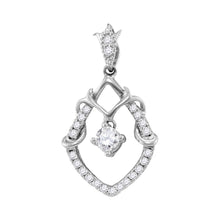 Load image into Gallery viewer, 10kt White Gold Diamond Framed Solitaire Pendant - Timeless Elegance and Radiant Brilliance Top view from the 10Kt White Gold Womens Round Diamond Framed Solitaire Pendant 1 4 Cttwpin228550 collection by Splendid Jewellery