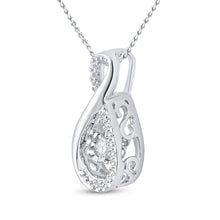 Load image into Gallery viewer, Enchanting Sparkle Teardrop Diamond Pendant | 10kt White Gold 1/20 Cttw | Splendid Jewellery Side view from the 10Kt White Gold Womens Round Diamond Moving Twinkle Teardrop Pendant 1 20 Cttwpin221005 collection by Splendid Jewellery