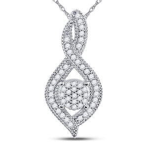 Diamond Fashion Pendant | 10kt White Gold Womens Round Diamond Nested Cluster Pendant 1/6 Cttw | Splendid Jewellery GND